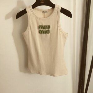 🥗🥗Mu Mu Women's Fashion Green Rhinestone Cotton Vest